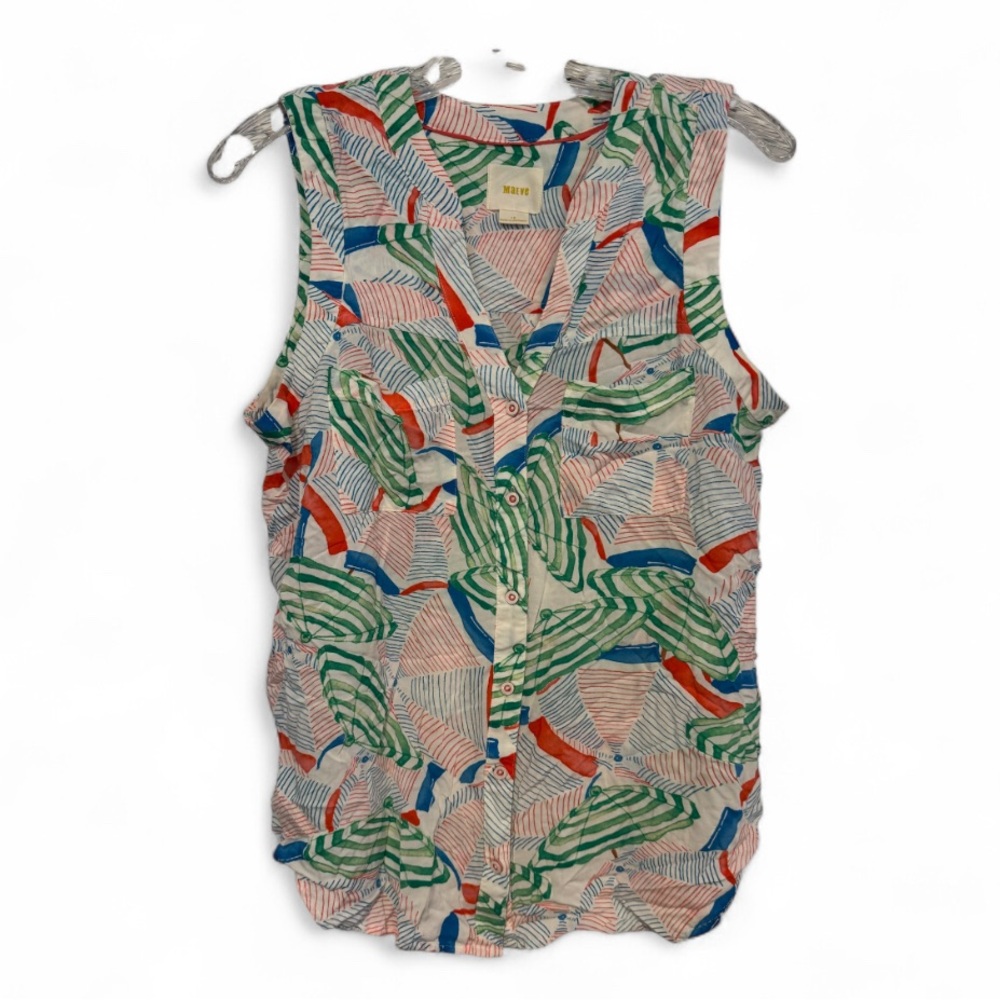 Anthro Maeve Sunseeker Umbrella Print Top 10 - Picture 2 of 4